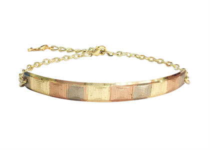 14kt Gold Tri Tone Plated Charm Fashion Bangle Bracelet